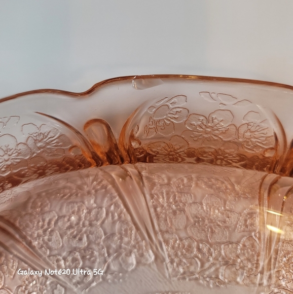 0779. Vintage Jeanette Glass Platter ~ Pink Cherry Blossom ~ Depression Glass ~ - Picture 9 of 11